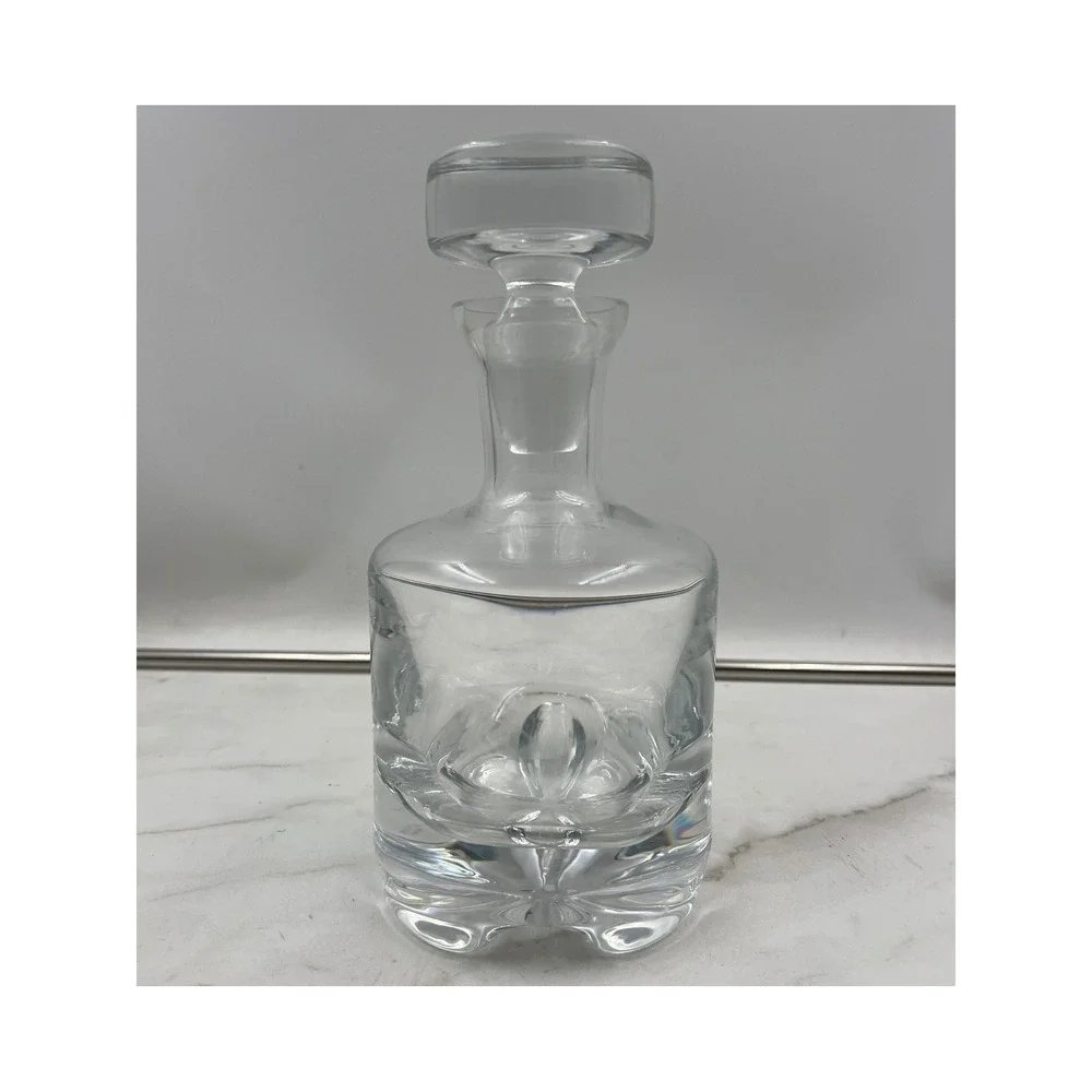 Vintage Polish KROSNO Decanter Hand Blown w/Lid Glass Barware 1980's 9.5